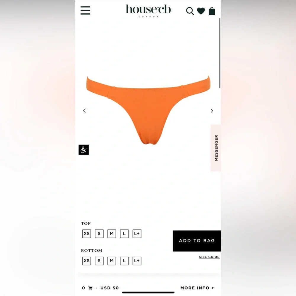 House of CB Juno Bathing Suit Bottoms Briefs Neon Orange Size XS NEW WITH TAGS